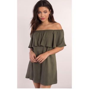Never Worn - Off the Shoulder Olive Dress